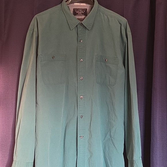 Men’s Nautica Green  Cotton Button Down Shirt XXL - Picture 1 of 9